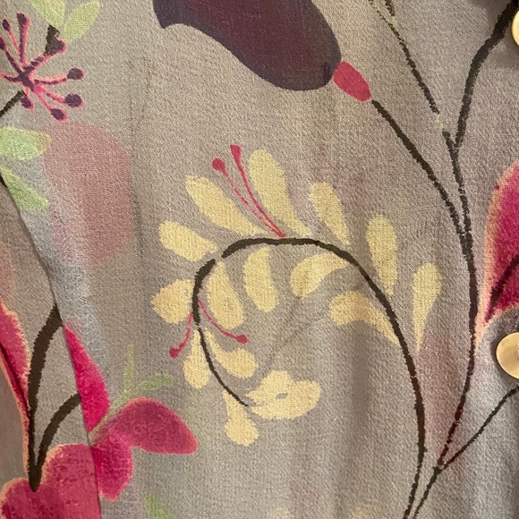 Tess Studio Silk Sheer Button Down Floral Blouse Women Size 8 - Picture 9 of 10